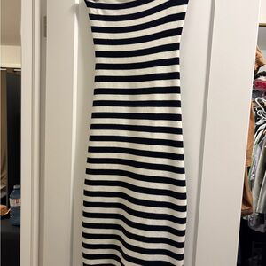 By Together Navy and White Striped Midi Dress